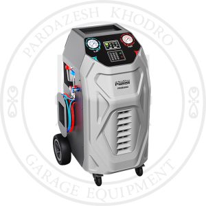 دستگاه شارژ گاز کولر PM-3000 تمام اتوماتیک با صفحه نمایش LCD فارسی، قابلیت تست نشتی و انجام عملیات شارژ گاز و روغن برای خودروهای سبک.