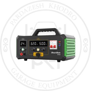 دستگاه شارژ باتری خودرو برقی مدل DP750 با طراحی دیجیتال، دارای خروجی دوگانه ایزوله و قابلیت کنترل از راه دور برای استفاده در تعمیرگاه‌ها و مراکز خدمات خودروهای برقی.