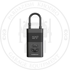 پمپ باد و پاوربانک پاورولوژی Powerology PPBCHA55 با فشار 150psi، باتری 4000mAh، چراغ LED و قابلیت شارژ دستگاههای الکترونیکی.