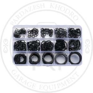 کیت 300 عددی خار فنری بیرونی snap ring assortment شامل سایزهای 3 تا 32 میلیمتر مناسب خودرو و ماشینآلات صنعتی